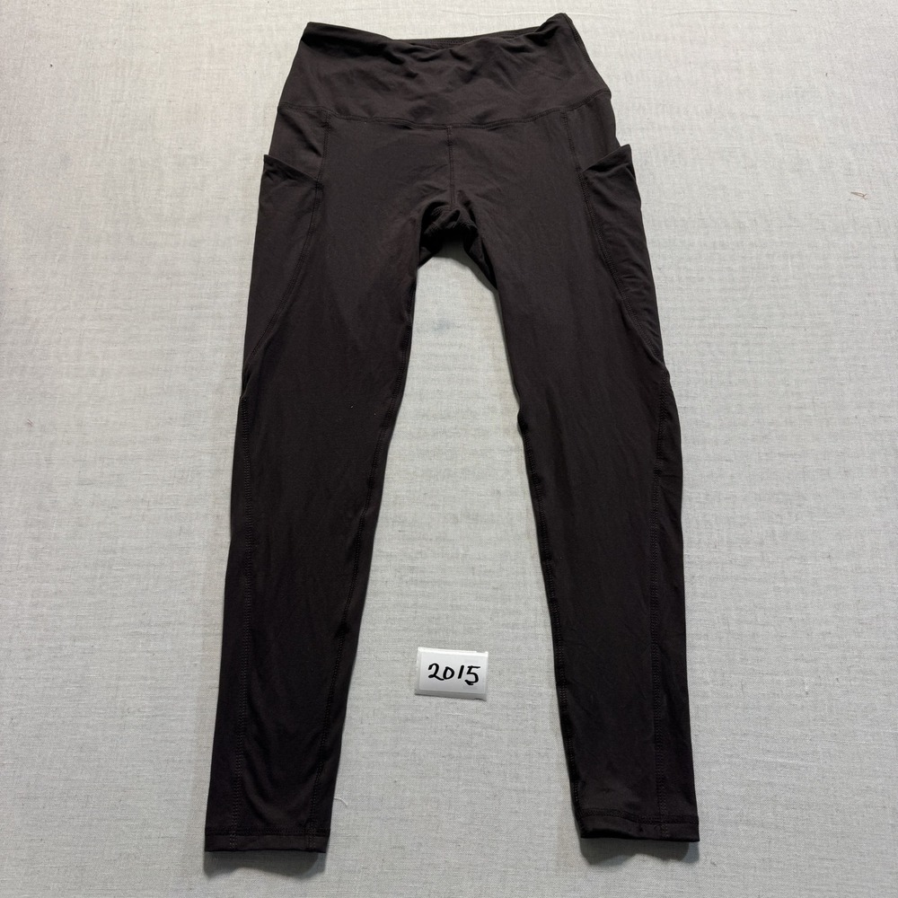 High Waisted‎ Pocket Leggings Women Sz M Brown Pre-Owned